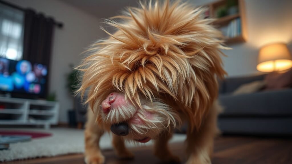 A pet with flea infestation scratches itself and need an immediate flea control